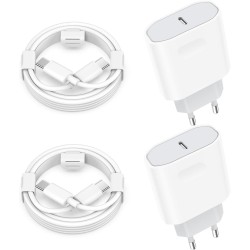 Chargeur Rapide Lot de 2 Chargeur Rapide 25W USB C avec Câbles de 2 Mètres Compatible avec iPhone 16/16 Pro max/15/15 Pro Max Plus, iPad Air, Samsung Galaxy S25/S24/A53/Note 20, Prise Secteur, Adaptateur USB-C