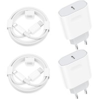 Chargeur Rapide 2 Packs 25W Chargeur Rapide pour iPhone avec 2 Câbles de 2 Mètres Compatible avec iPhone 14/14 Pro/13/13 Pro/12/12 Pro/SE/11/11 Pro/XS Max/X/XR/8/7 Plus AirPods iPad, USB C Prise Secteur