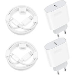 Chargeur Rapide 2 Packs 25W Chargeur Rapide pour iPhone avec 2 Câbles de 2 Mètres Compatible avec iPhone 14/14 Pro/13/13 Pro/12/12 Pro/SE/11/11 Pro/XS Max/X/XR/8/7 Plus AirPods iPad, USB C Prise Secteur